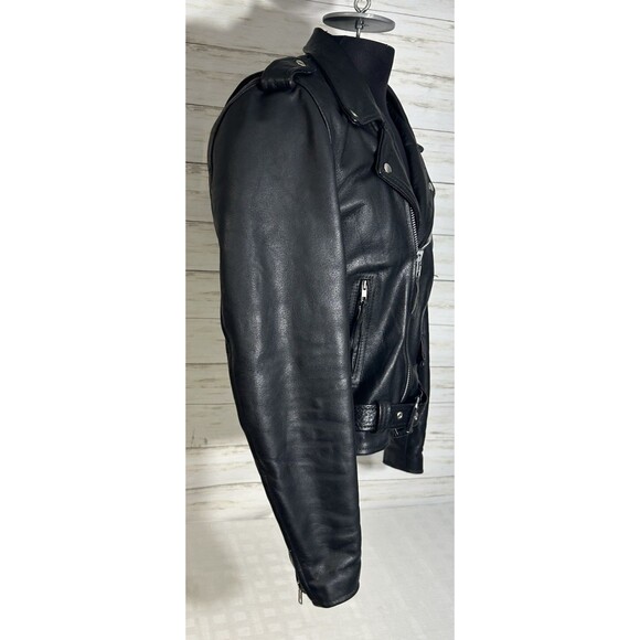 Vtg. WILSONS BLACK LEATHER Motorcycle Jacket SMALL MEN Large Women PUNK Rock 80s - Picture 11 of 16